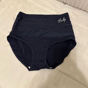 Lucky Brand Dark Blue High-Rise tummy control underwear.